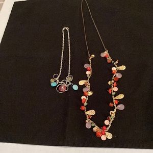 Silver stone necklace and gold necklace